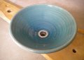 真山窯　陶芸手洗い鉢　ブルーガラス　２４ｃｍ　小