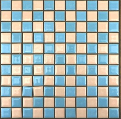 画像1: 【限定品】昔からのタイル　２５ｍｍ角　肌色×水色　市松貼り