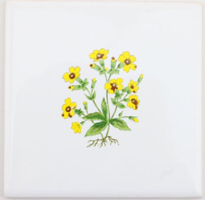 画像1: 【大特価】100角 花柄ポイントタイル 黄花