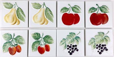 画像1: 大特価　100角 絵タイル　果物8枚セット