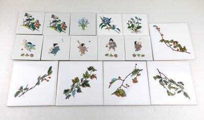 画像1: 廃番品　絵タイル　まとめ売り15枚セット