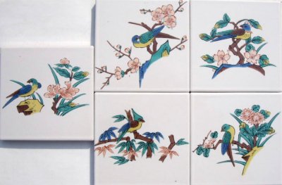 画像1: ポイントタイル　鳥と花シリーズ