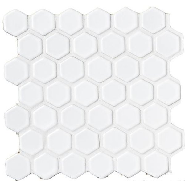 画像1: ヘキサゴン（六角）モザイク　【710B　白色艶なし】 (1)