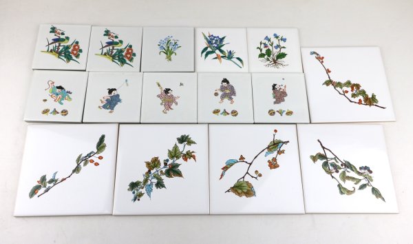 画像1: 廃番品　絵タイル　まとめ売り15枚セット (1)