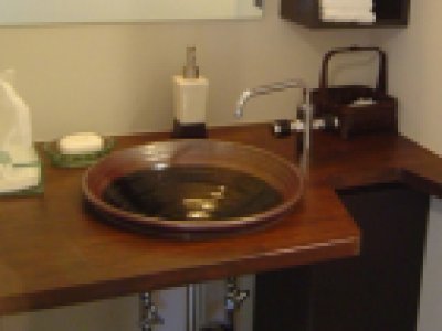 画像1: 真山窯　陶芸手洗い鉢　黒天目　３１ｃｍ　中